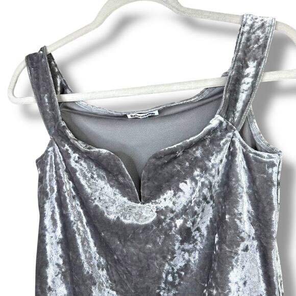 Reformation NWOT Andria Silver Moonlight Velvet Off-the-Shoulder Knit Tank Top - Picture 4 of 8